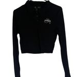 Faded Rose Grunge Size Large Black Cropped Angel Devil Long Sleeve Top Photo 1