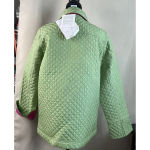 Quacker Factory  Small Green Pink Quilted 100% Silk Jacket‎ Coat Full Zip NEW Photo 1