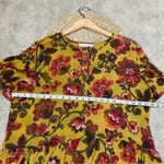 Loft Woodland Bell Sleeve Blouse Top Sheer Floral Print Mustard Yelloww Boho L Photo 10