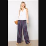 Michael Stars  Sita Embroidered Stripe Cotton Wide Leg Pants S Photo 1