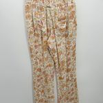 Billabong Pants Women Large Orange Floral Flare Boho Cinch Waist High Waisted Photo 1
