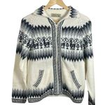 VINTAGE Peruvian Alpaca Wool Full Zip Eclectic Sweater Size S White Photo 1