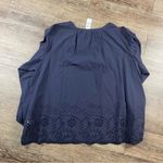 Lane Bryant  Shirt Women 22 Navy Blue V Neck Long Sleeve Floral Cut Out Bottom Photo 5