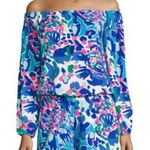 Lilly Pulitzer  Lana Off‎ The Shoulder Romper large coastal preppy vacation Photo 0