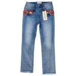 Driftwood Colette High Rise Floral Embroidered Crop Jeans Size 27 Photo 2