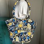 Vera Bradley Eloise Ellie Blue Yellow Paisley Elephant Quilted Satchel Carryall Photo 11