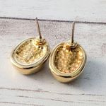 Vintage Earrings for Pierced Ears Oval Shape Pink & Gold Tone Photo 1