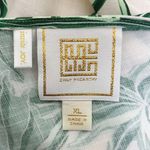 Emily McCarthy Pale Pink Green Tropical Leaves True Wrap Short Sleeve Dress XL Photo 11