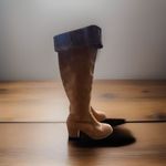 Fugu Malibu Womens Size 6 1/2‎ Tan Knee Flip Down Leather Boots Side Zip Photo 1