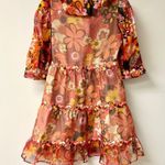 NWT Celia B Sinai Silk Blend Floral Puff Sleeve Mini Dress Orange Women's Size M Size M Photo 5