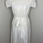 Womens Doen White Eyelet Sleeveless Maxi Nightgown Dress Medium‎ M Photo 0