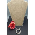 Charter Club Silver Tone Circular Statement Pendant Necklace Long Snake Chain 30 Photo 4