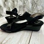 Anne Klein Sport Black Patent Strappy Sandals Wedge Heels Shoes Summer Vacation Photo 5