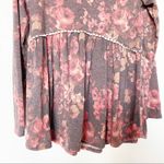 Perfect Peach Floral Print Crewneck Long Sleeve Peplum Top Size Small Photo 3