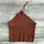 Princess Polly  Rust Ribbed Knit Halter Crop Top – Women’s Size M/L Photo 0