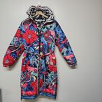 Farm Rio  Womens Colorful Graphic Floral Reversible Puffer Jacket Size XS‎ Belted Photo 2