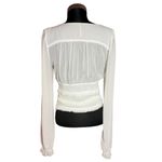 Free People  Solid Lolita Blouse Boho Tie Front Ruffle White Size Small Photo 2