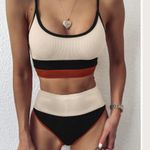 SheIn  Ribbed Colorblock High Waisted Bikini Photo 1
