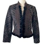Alberto Makali  Mink 100% Real Fur Trim Tweed Blazer Jacket Photo 0