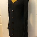 SheIn New women’s black mini dress long sleeve front buttons decoration Photo 3