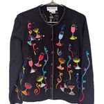 Jack B Quick Party Cocktail Drinks Martini New Years Cardigan Sweater Medium Black Photo 0