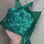 Hello Molly Wanna Know How You Feel Sequin Mini Tie Back Cut Out Dress 4 Green Photo 3