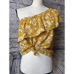 Madewell Silk One Shoulder Floral Print Women’s Top Mustard Ruffle Size S Photo 1