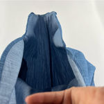 Umgee Blue Chambray Denim Button Front Shirt Dress Long Roll Tab Sleeve Casual Photo 6