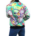 VINTAGE Hand Painted Bomber Jacket Tennis Wearable Art Artsy 80sā 90s Size Small Green Photo 1