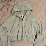 Women's Ashley Vintage Charm Tan Beige Cropped Hooded Utility Zip Up Medium Photo 2