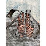 Bebe  Heathered Gray Ribbed Knit Athletic Sports Bra w Cut Outs Large Photo 3