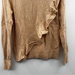 J.Crew  Mercantile Beige Asymmetrical Ruffle-Front‎ Crewneck Long Sleeve Sweater Photo 3
