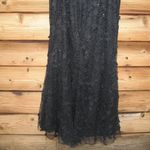 Mac Duggal 20889 Womens Black Sheer Applique Bustier Gown with Feather Straps Photo 12