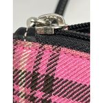 Coach Pink Plaid Tartan Wristlet Black Trim Fabric Zip Pouch Fob Leatherware Photo 6