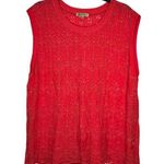 Democracy  Womens Tops Tank Floral Eyelet Boxy Fit Sleeveless Pullover Red Sz. XL Photo 0