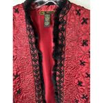Mirasol Red and black Embroidered Stitched Jacket Faux fur trim Size M Photo 7