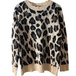 AQUA Cat Animal Print 100% Cashmere Distressed Soft Sweater Leopard Women MEDIUM Photo 1