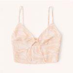 Abercrombie & Fitch • Abercrombie tie front crop top white tan medium Photo 2