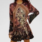 Free People Like New  Stevie Tunic Top / Minidress Black Combo Pattern Small $128 Photo 1