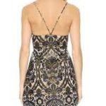 Free People  Queen of Hearts Black & Gold Brocade Mini Dress Photo 2