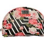 Betsey Johnson | Floral Striped Dome Zip Closure Lined Cosmetic Makeup Bag Photo 0