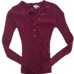 Derek Lam  Sweater Womens Small‎ Red Henley Ribbed Knit Stretch V Neck Photo 1