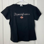 EUC Harley Davidson motorcycles women’s black Pennsylvania jewel logo tshirt L‎ Size L Photo 0