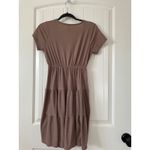 Olivia Rae  Ribbed Tiered Dress V-Neck‎ Short Sleeve Casual Brown Size Small Photo 3