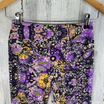LuLaRoe  Leggings Womens One Size Small Black Purple Polyester Floral Soft Photo 9