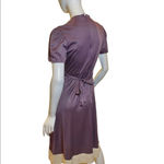 Vintage 1970s Crochet Plaid Short Sleeve Purple Dress Size M Photo 2