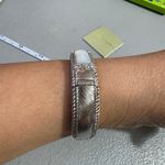 Judith Ripka 925 Sterling Silver Mother Of Pearl Hinged Cuff Bangle Bracelet Photo 3