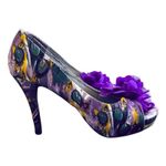 Dolce By Mojo Moxy Womens Open Toe Floral Purple Flower Stiletto Heels Green Size 8.5 Photo 5