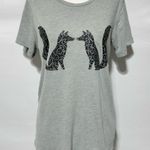 J.Crew Glitter Paisley Fox Short Sleeve Collector Tee C9206 Grey Size Medium Photo 1