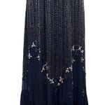 Free People Beaded Sequin Plunging Midnight Navy Tulle Gown Maxi Dress 12 Photo 7